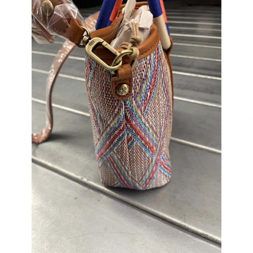 Hobo Luna Small Tote Bag Sunset Raffia‎ Hand Bag Shoulder Leather Trim